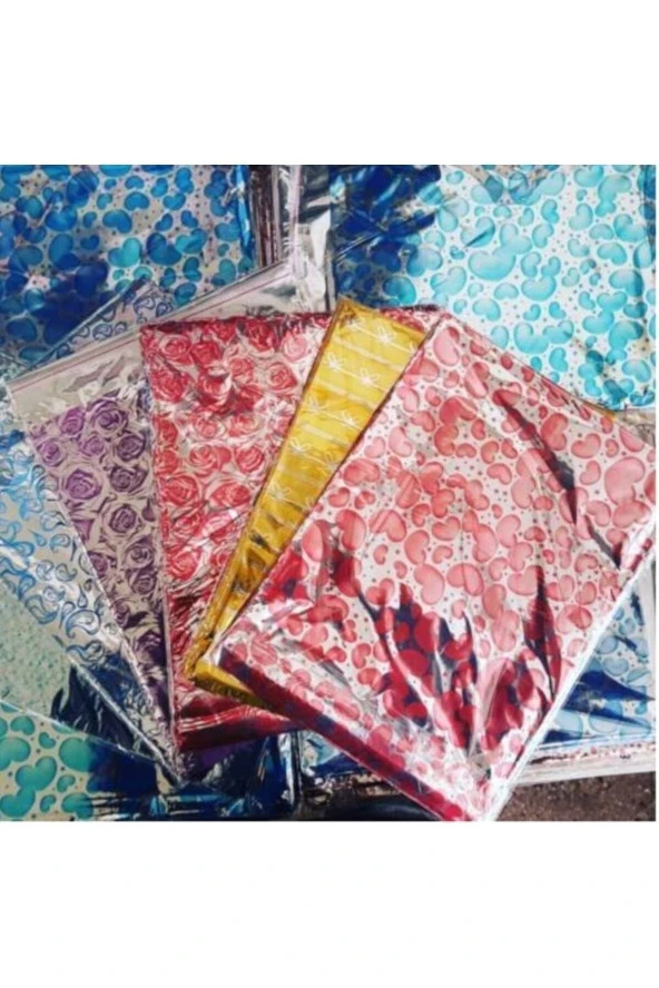 10 Adet 20x25 cm Metalize Bantlı Hediye Poşeti Metalize Hediye Paketi Poşeti Jelatin ürün görseli 1