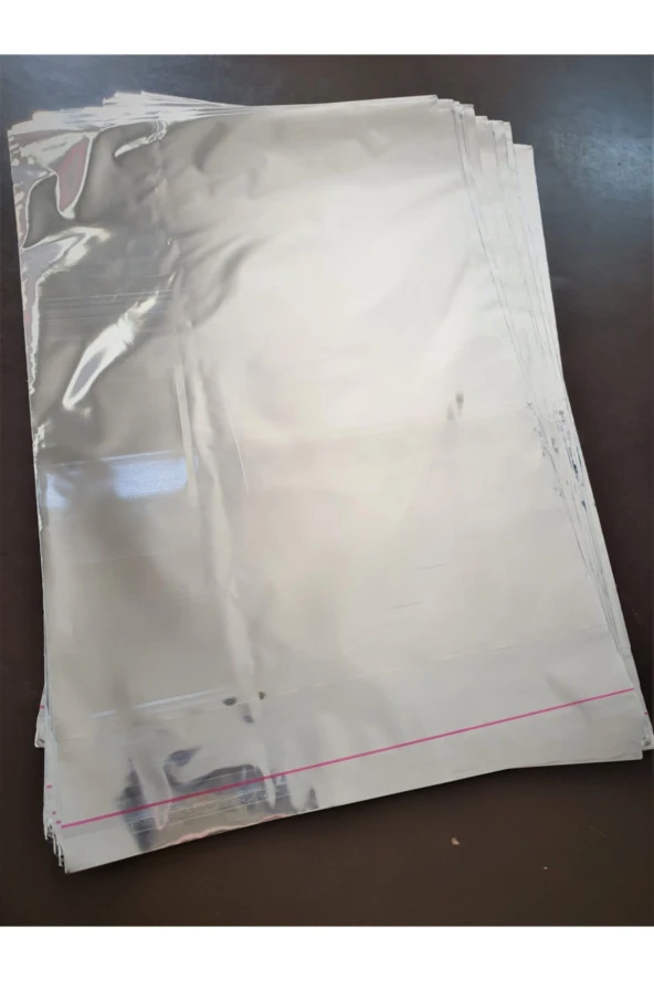 Kendinden Bantlı Metalize Gümüş Rengi Hediye Paketi-hediyelik Poşeti- 25x35-100 Adet ürün görseli 1