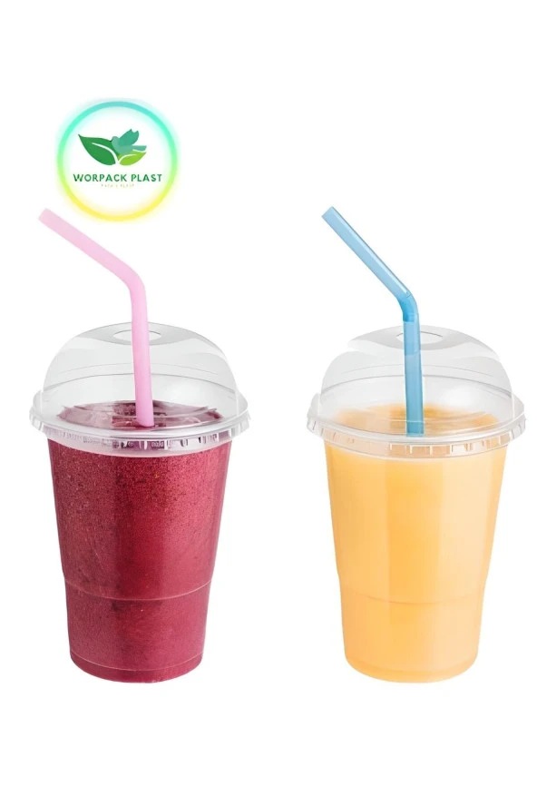 Soğuk Içeçek Milkshake Limonata Bardağı 350 Cc Kubbe Kapaklı Toplam 2000 Adet ürün görseli 1
