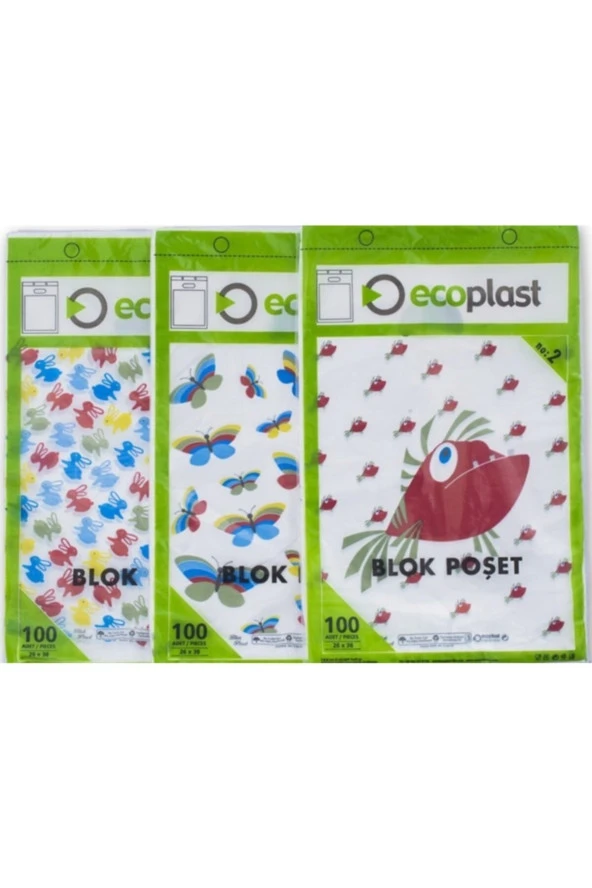 Baskılı Blok Poşet Beyaz 30x45 Cm No:3- 500 Adet ürün görseli 1