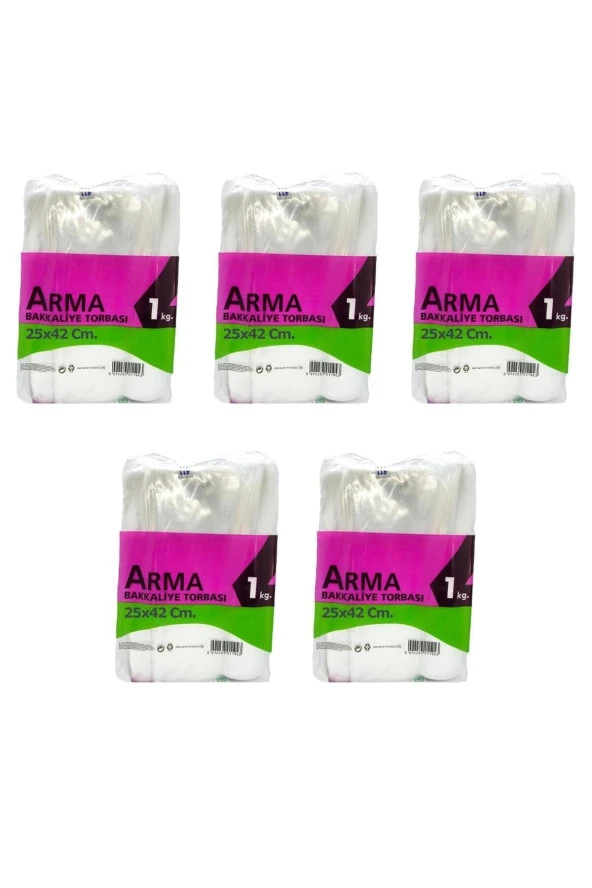 Naksan Arma Şeffaf Naylon 3 lük 25x42 Cm. Bakkaliye Poşeti Torbası - 1 Kg. - Ort. 140 Adet - 5 Paket ürün görseli 1