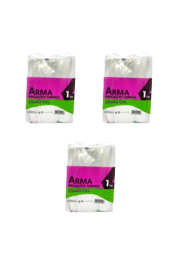 Naksan Arma Şeffaf Naylon 3 lük 25x42 Cm. Bakkaliye Poşeti Torbası - 1 Kg. - Ort. 140 Adet - 3 Paket ürün görseli 1