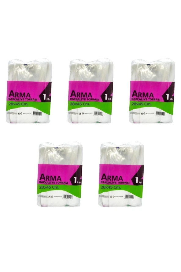 Naksan Arma Şeffaf Naylon 4 lük 28x45 Cm. Bakkaliye Poşeti Torbası - 1 Kg. - Ort. 115 Adet - 5 Paket ürün görseli 1