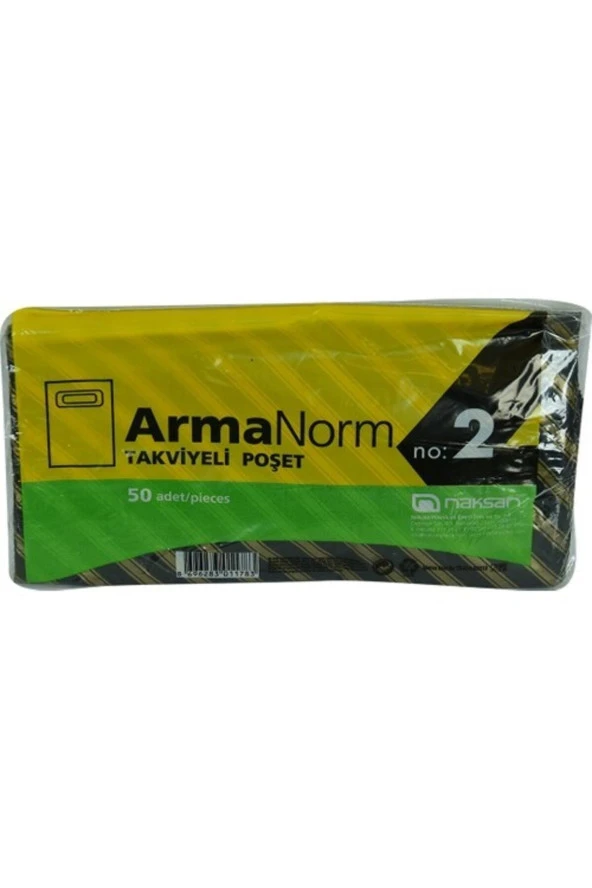 Naksan Armanorm Takviyeli Çanta Poşet Siyah Çizgili Desen 35x25 50 Adet No:2 ürün görseli 1
