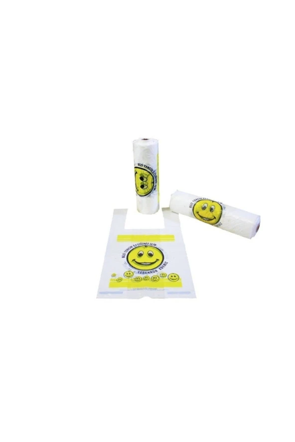 Rulo Hışır Poşet Smile Baskılı Büyük Boy ( 100 Adet ) ürün görseli 1