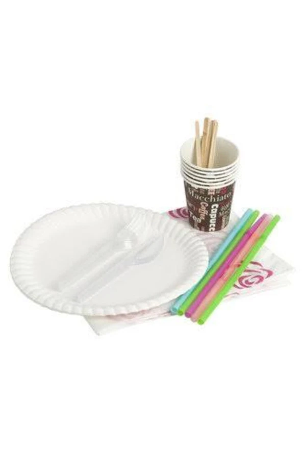Piknik Seti(5parca Ürün) Çatal 100 Kasık100 Bardak 100 Tabak 100 Çöp Poşeti 1 Pk 10lu ürün görseli 1