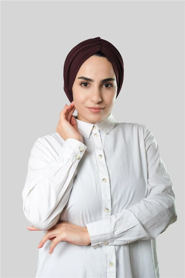 Kahve Drapeli Salaş Tesettür Bone Sandy Büzgülü 2315_14 ürün görseli 1