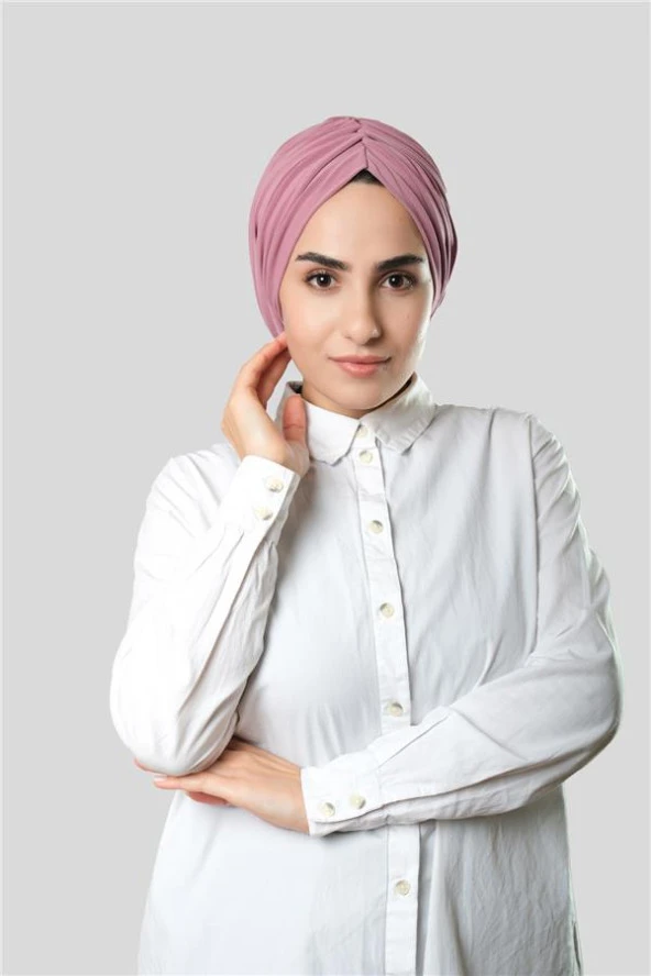 Gül Kurusu Drapeli Salaş Tesettür Bone Sandy Büzgülü 2315_18 ürün görseli 1