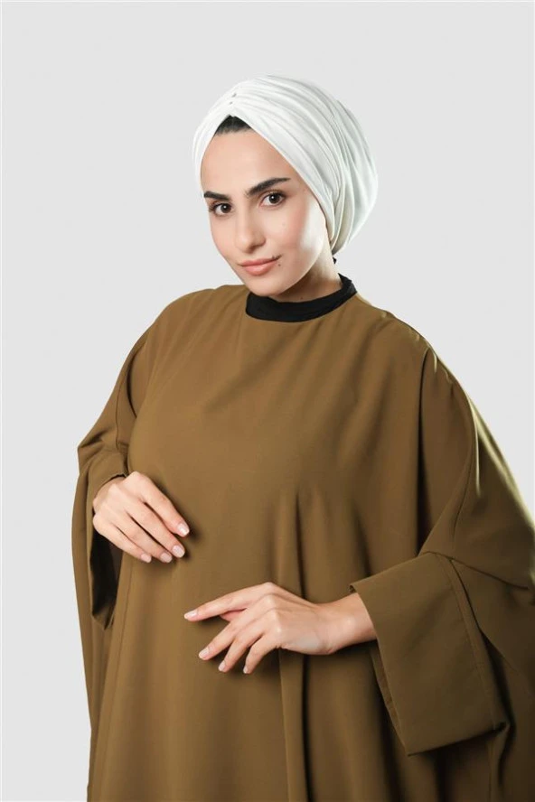 Krem Drapeli Salaş Tesettür Bone Sandy Büzgülü 2315_40 ürün görseli 1