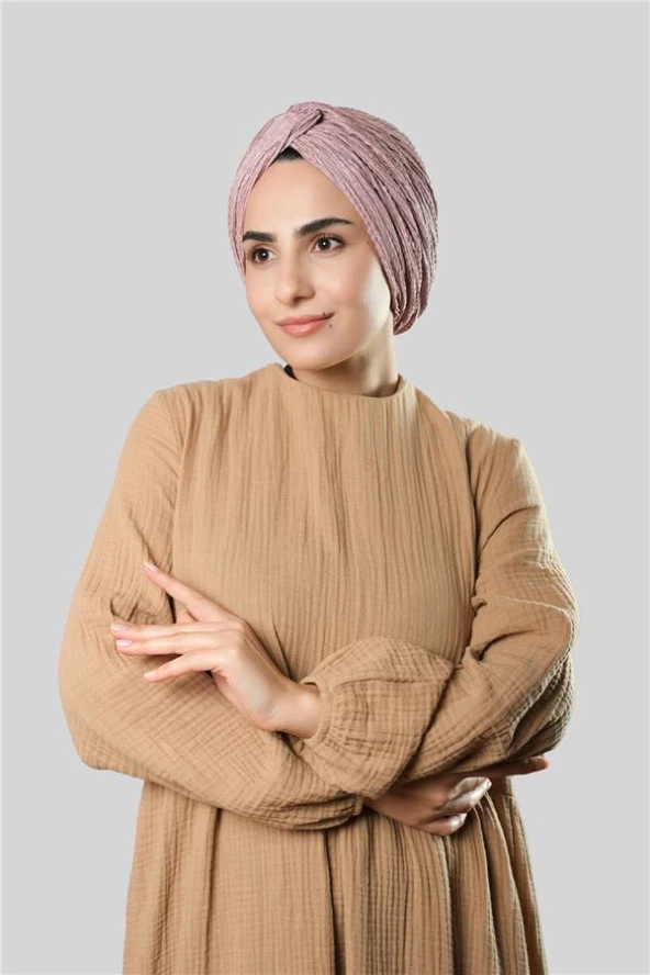 Violet Çapraz Büzgülü Piliseli Tesettür Bone Fukuro Kendinden Desenli 2316_21 ürün görseli 1