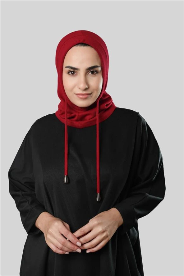 Kırmızı Bağcıklı Balaklava Boyunluklu Bere Triko Düz 2325_31 ürün görseli 1