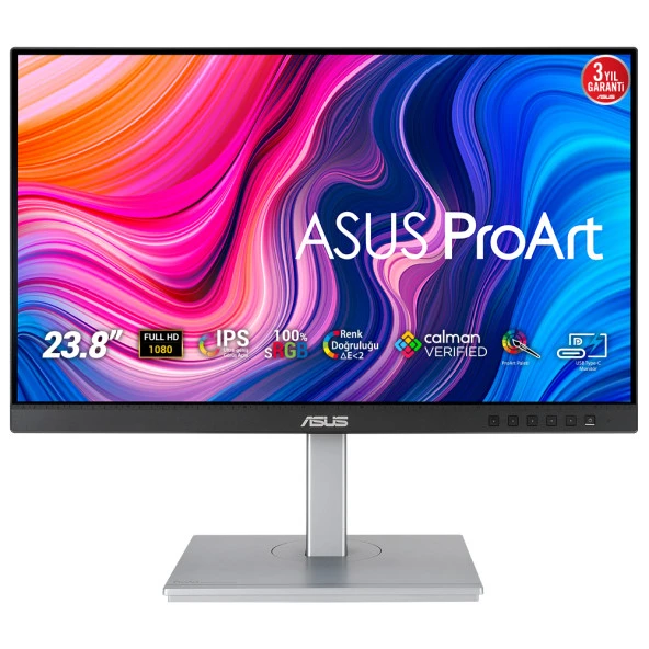 ASUS PA247CV ProArt 23.8" LED IPS 5ms 75hz 1920x1080 FullHD HDMI DP USB-C 4XUSB Multimedya (Vesa) Pivot Siyah-Gümüş Moni ürün görseli 1