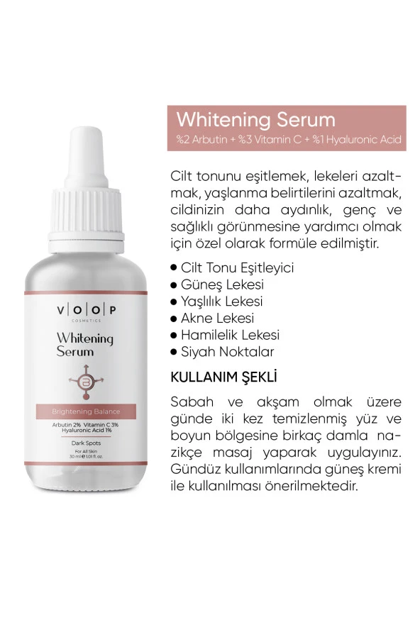 VOOP Cilt Beyazlatıcı Ve Lekeleri Giderici Serum - 30 ml | 2 Arbutin, 3 Vitamin C, 1 Hyaluronik Asit ürün görseli 1