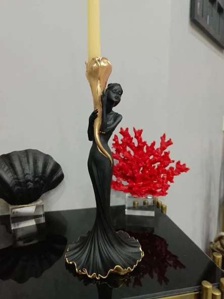 Şamdan kız mumluk kadın şamdan polyester - Resim 5