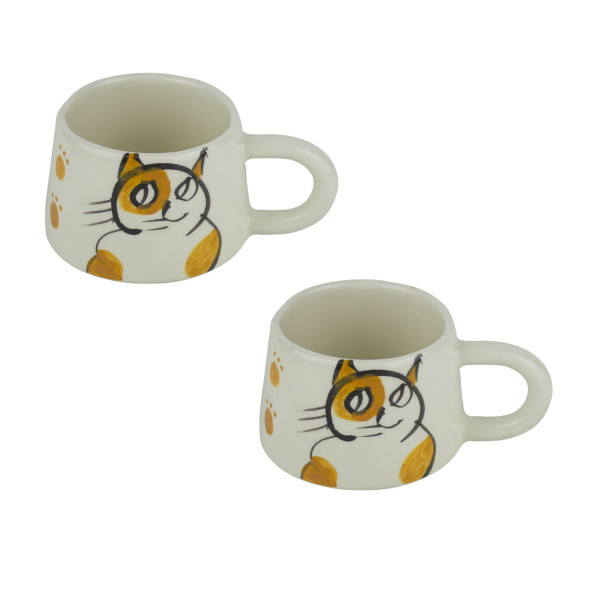 Kupa Bardak Seramik Kedi Desenli 2'li Set 200 Ml ürün görseli 1