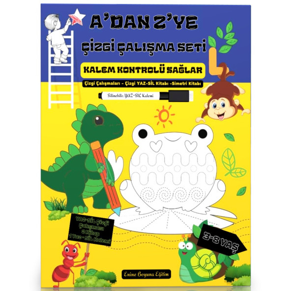 Adan Zye Çizgi Çalışma Seti - 3 Kitap + 1 YAZ-SİL Kalemi ürün görseli 1