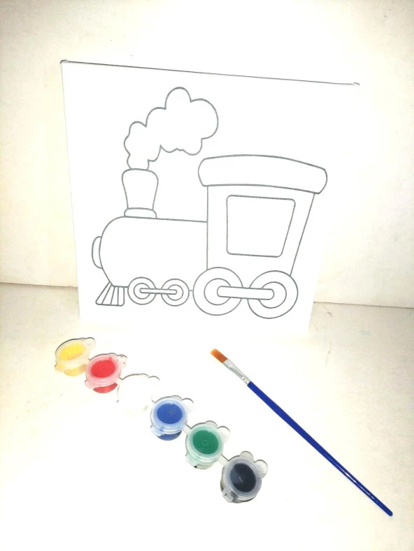Hayal Sepeti TREN MODEL Resimli Tuval 20 X 20  6lı boya, fırça Boyama seti ürün görseli 1