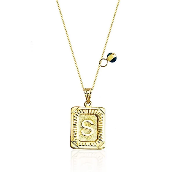 Harf Kolye 14K Altın 1,50 Gr Gold Nazarboncuklu ürün görseli 1