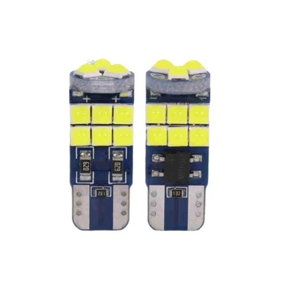 Dekoratif LED Uyumlu Ampul T10-18Smd 3030Canbus 12V Çift Beyaz/ Laam867 ürün görseli 1