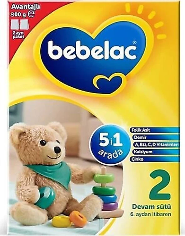 Bebelac 2 Devam Sütü 6 Ay+ 800 gr ürün görseli 1