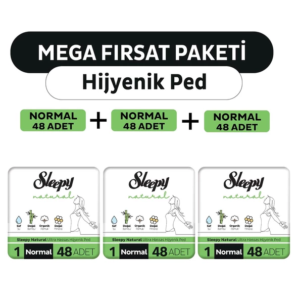 Sleepy Natural Ultra Hassas Hijyenik Ped Mega Fırsat Paketi Normal 144 Adet ürün görseli 1