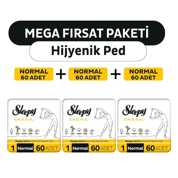 Sleepy Extra Ultra İnce Hijyenik Ped Mega Fırsat Paketi Normal 180 Adet ürün görseli 1