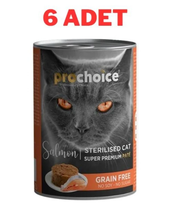 ProChoice Adult Cat Sterilised Salmon Pate Kedi Konservesi 6x400 gr ürün görseli 1