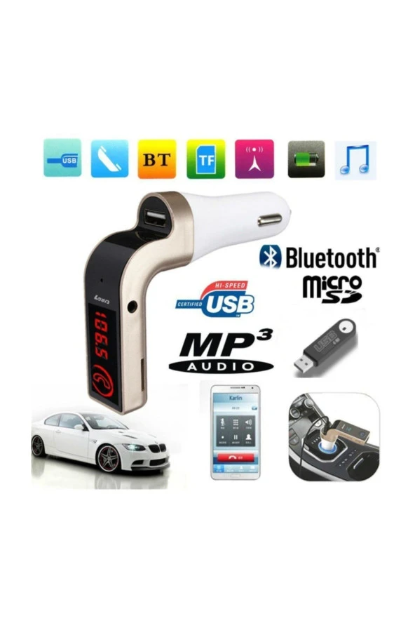 Android Ios Uyumlu Bluetooth Aux Oto Araç Teyp Kiti + Araç Sarj ürün görseli 1
