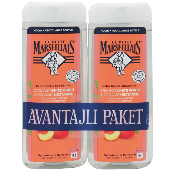 Le Petit Marseillais Beyaz Şeftali Ve Nektarin Organik Duş Jeli 2 x 400 ml ürün görseli 1