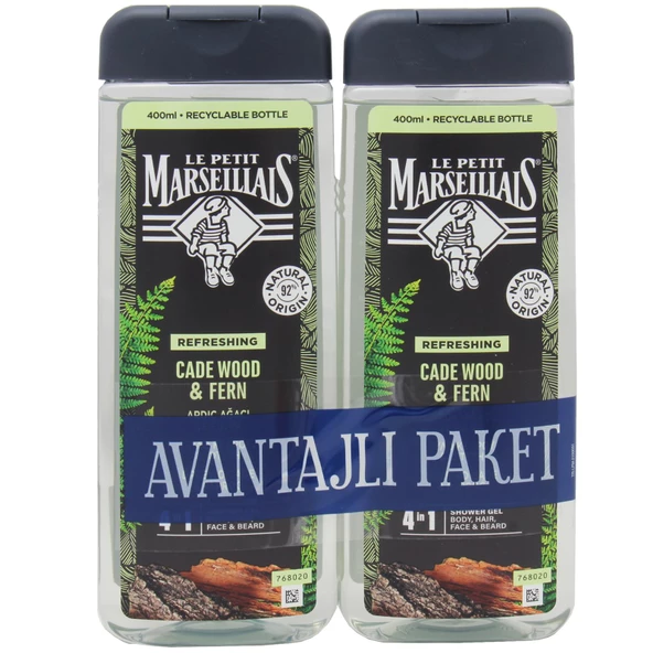Le Petit Marseillais For Men Ardıç Ağacı Ve Fujer Duş Jeli 2 x 400 ml ürün görseli 1