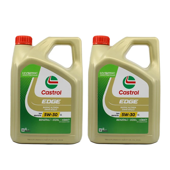Castrol Edge 5W-30 LL 4 Lt Tam Sentetik Motor Yağı (2 Adet) ürün görseli 1