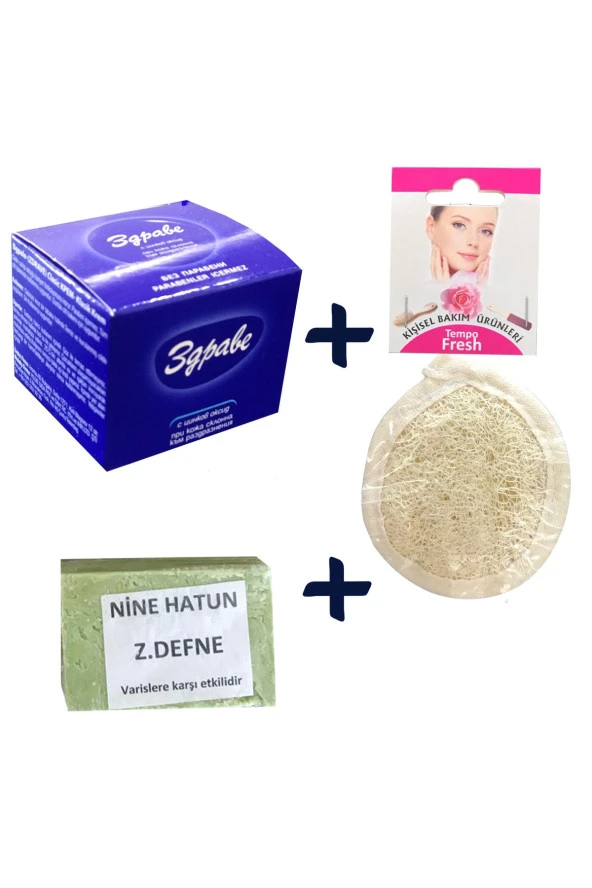 Zdrave Krem & Loofah Pon Pon Yüz Pedi & Zeytinyağlı Defne Sabun ürün görseli 1