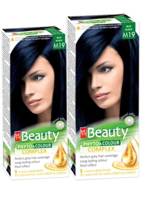 MM Beauty Saç Boyası M 19 (Mavi Siyah) Set Boya 2 li Set Boya ürün görseli 1