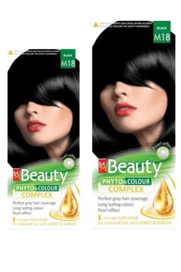 MM Beauty Saç Boyası M 18 (Siyah) Set Boya 2 li Set Boya ürün görseli 1