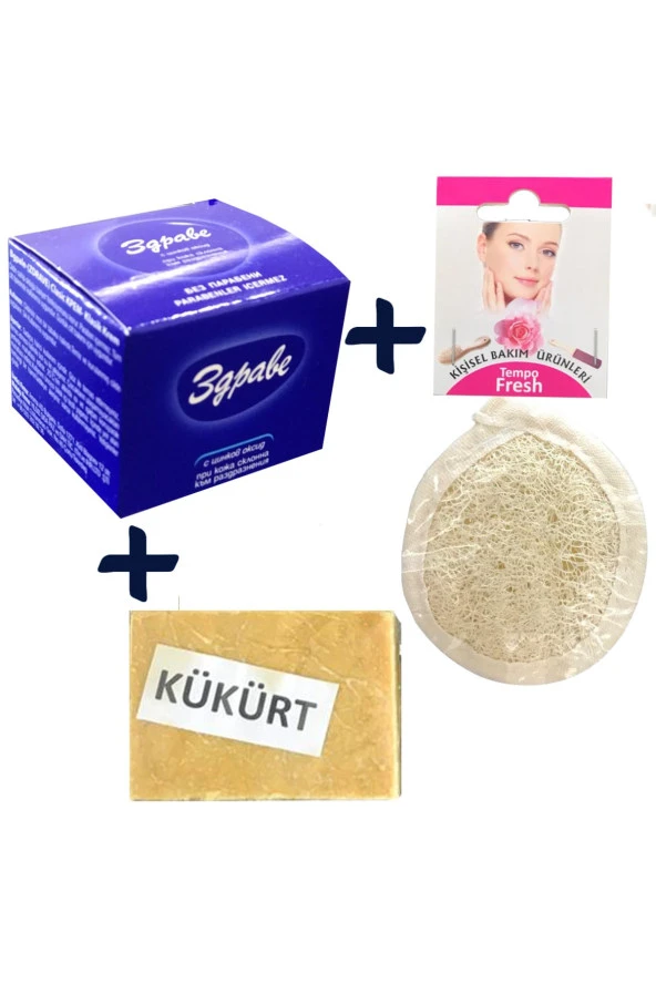 Zdrave Krem & Tempofresh Loofah Pon Pon Yüz Pedi & Kükürt Sabun ürün görseli 1