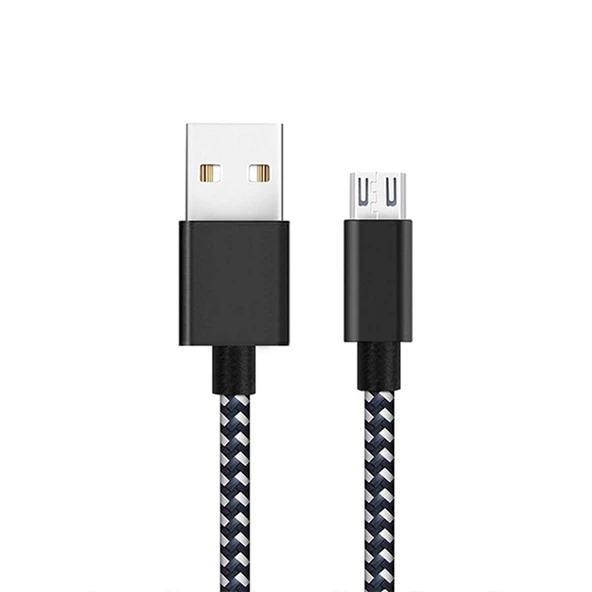 Diwu Micro USB Örgülü Yüksek Hızlı Şarj Kablosu Siyah ürün görseli 1