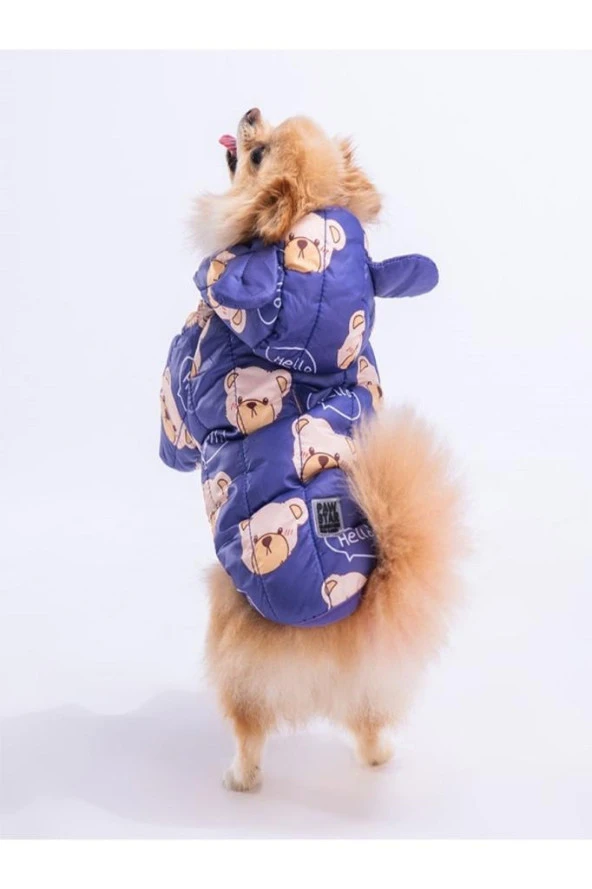 Pawstar Köpek Blue Teddy Puff Raincoat Large Sırt33cm Göğüs46cm Boyun30cm ürün görseli 1