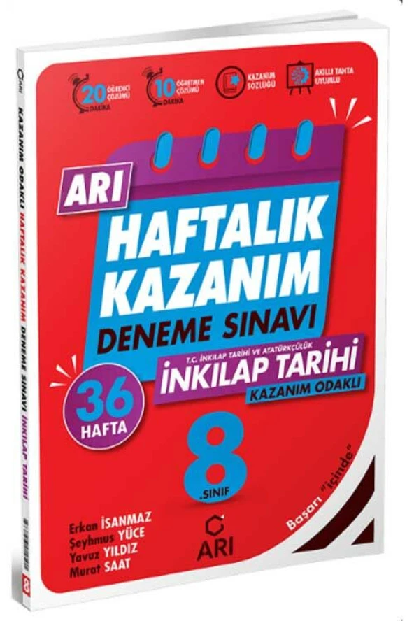 8. Sınıf TC İnkılap Tarihi ve Atatürkçülük Haftalık Kazanım Denemeleri Arı Yayınları ürün görseli 1
