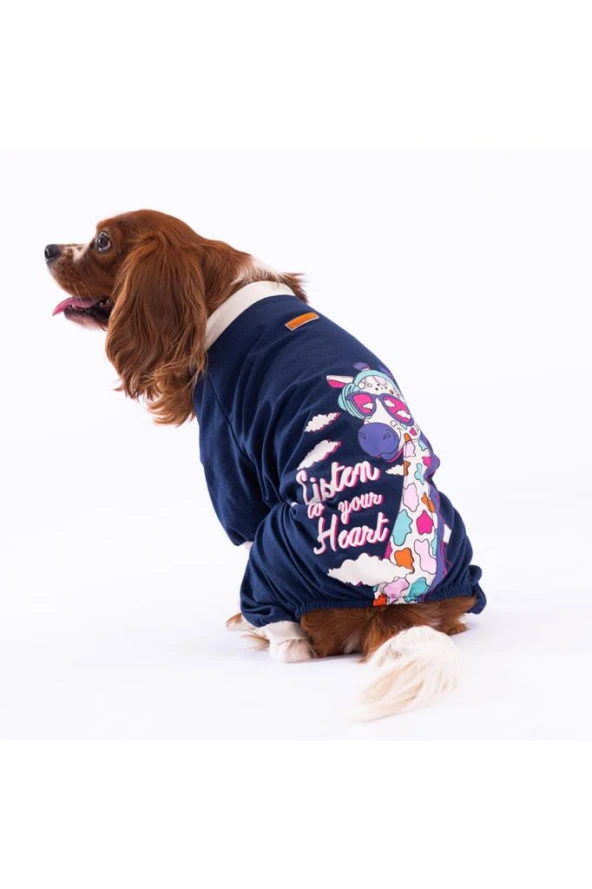 Pawstar Köpek Navy Blue Giraffe Pyjamas 2XLarge Sırt43cm Göğüs58cm Boyun38cm ürün görseli 1
