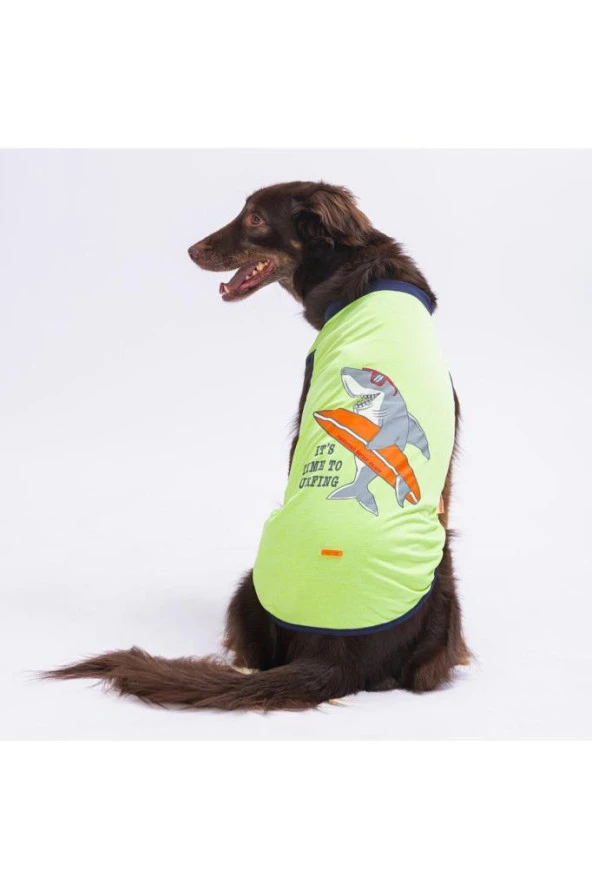 Pawstar Köpek T-Shirt Yeşil Shark Büyük 6XL Sırt69cm Göğüs86cm Boyun55cm ürün görseli 1