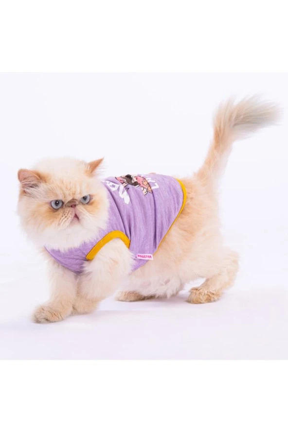 Pawstar Kedi ve KÜÇÜK Köpek T-Shirt Plum Lazy 2XL Sırt43cm Göğüs58cm Boyun38cm ürün görseli 1