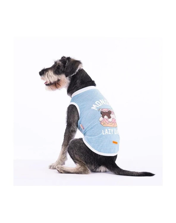 Pawstar Kedi ve KÜÇÜK Köpek T-Shirt Ice Blue Lazy M Sırt28cm Göğüs41cm Boyun26cm ürün görseli 1