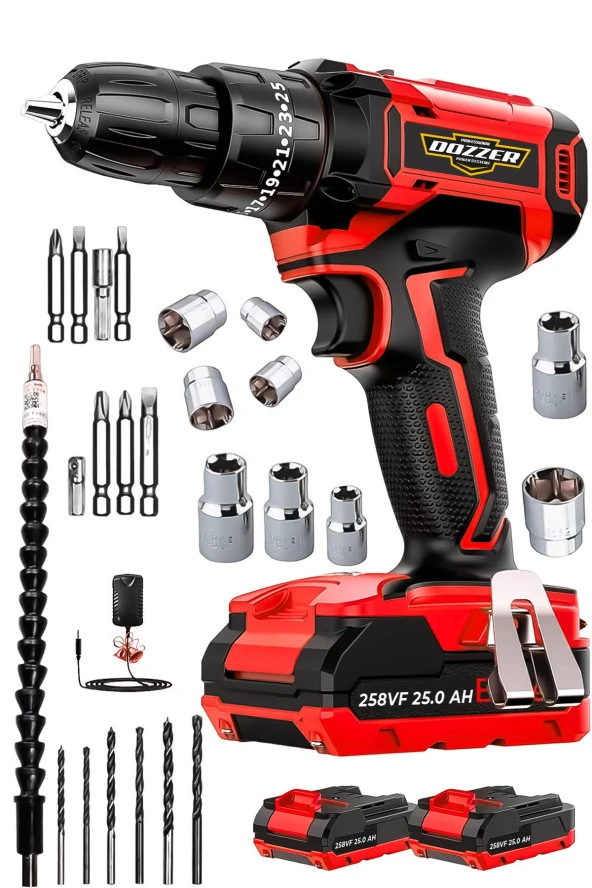 Dozzer Alman Hard-x Darbeli 14.4 V 2ah Çelik Şanzuman Bakır Sargılı 2 Akülü Vidalama Matkap Şarjlı Matkap ürün görseli 1