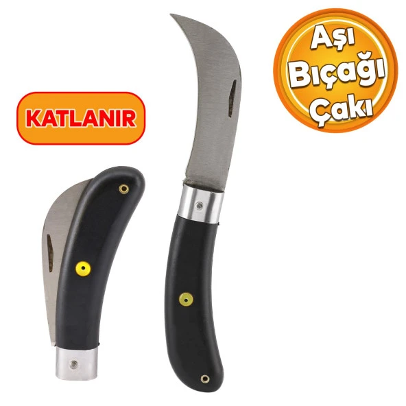 Plastik Saplı Bıçak Çakı Aşı Bıçağı Profesyonel Çelik Eğri Uçlu Bağ Ağaç Budama Aşı Çakısı 220 mm ürün görseli 1