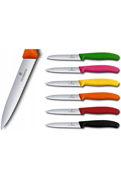 VICTORINOX 6.7736.6 Tırtıklı Soyma Bıçağı 6 lı 10 cm 6 Adet ürün görseli 1