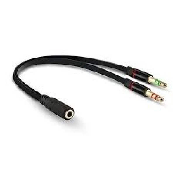 HYTECH HY-X78 DİŞİ 3.5MM TO SES+MİKROFON AYIRICI 15CM KABLO SİYAH ürün görseli 1