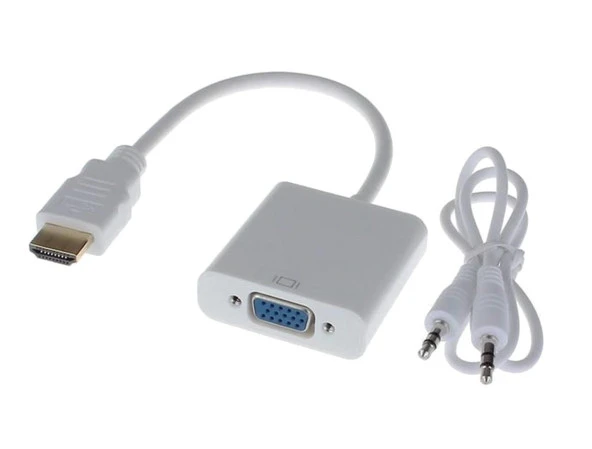 HDMI to VGA Dönüştürücü Kablo Ses Destekli Adaptör Çevirici PS3 Kulaklık Monitör Tv Led Uydu 4548 ürün görseli 1