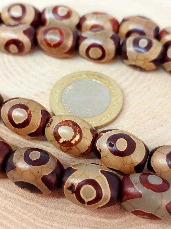 3 Göz Tibet Akik Taşı Şekilli Kesim 12x15mm/adet (45804-1) ürün görseli 1