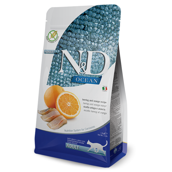 ND ocean tahılsız adult kedi 5kg ringa balığı portakallı yetişkin adult kedi maması herring ürün görseli 1