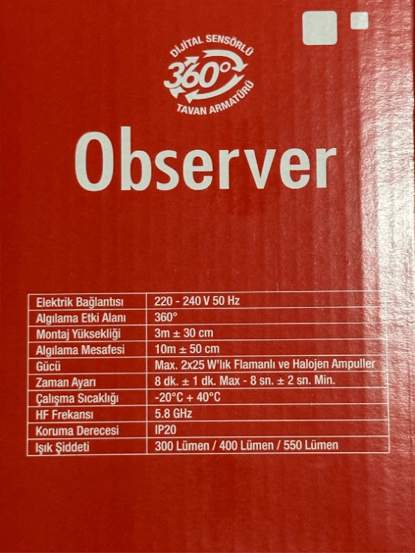 Netelsan Observer 360 Derece Sensörlü Tavan Armatürü (4 Adet) - Resim 4